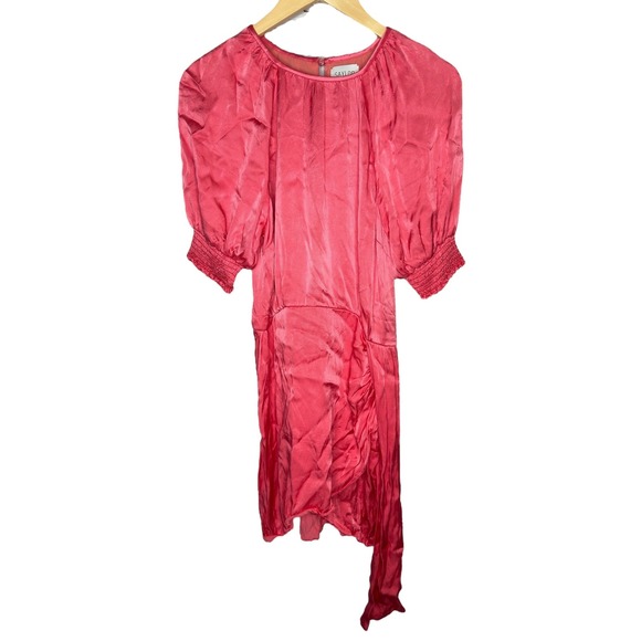 Saylor Zulu Pink Gathered Puff Sleeve Mini Dress Women's Size L Party Cocktail - Picture 4 of 10